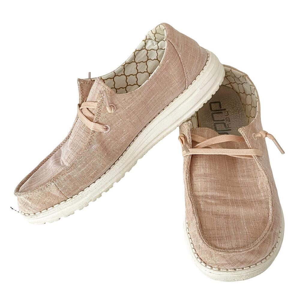 Hey Dude Wendy Sparkling Rose Gold Slip On Shoe Size 9 Wide Comfort Shoe Casual